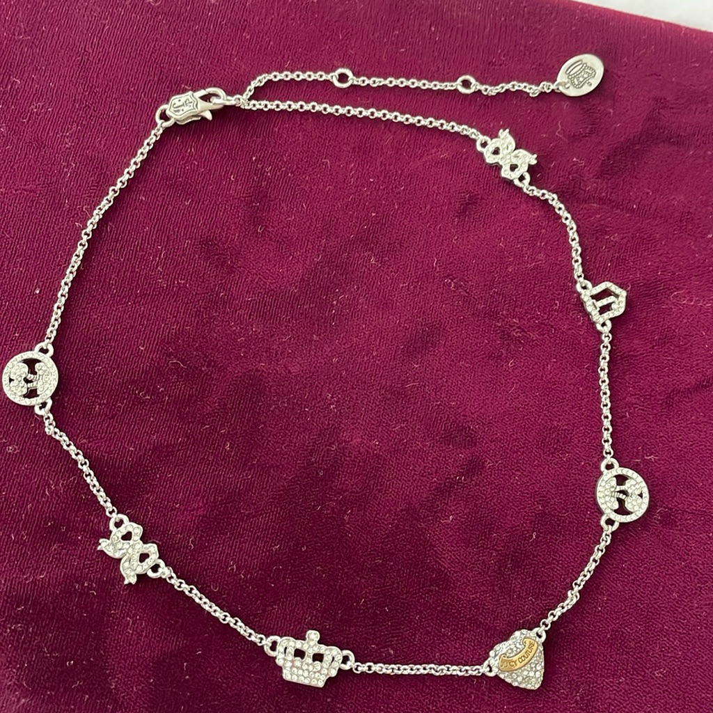 Juicy Couture Silver Choker Charm Necklace 25$